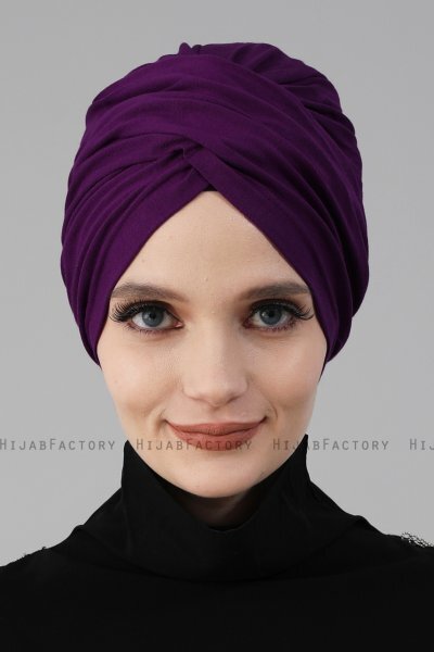 Fiona - Turban En Coton Violet - Ayse Turban