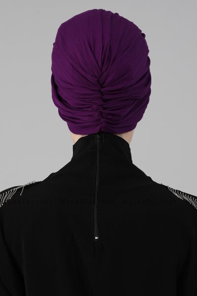 Fiona - Turban En Coton Violet - Ayse Turban