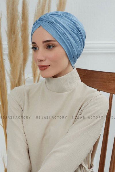 Fiona - Turban En Coton Sky Blue