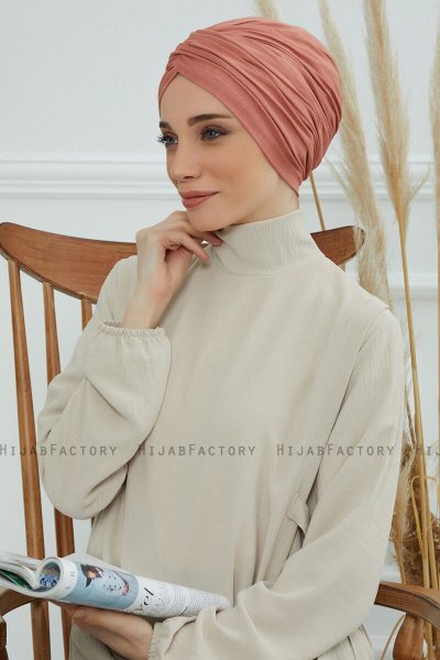 Fiona - Turban En Coton Saumon