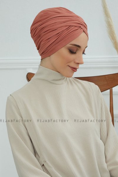 Fiona - Turban En Coton Saumon