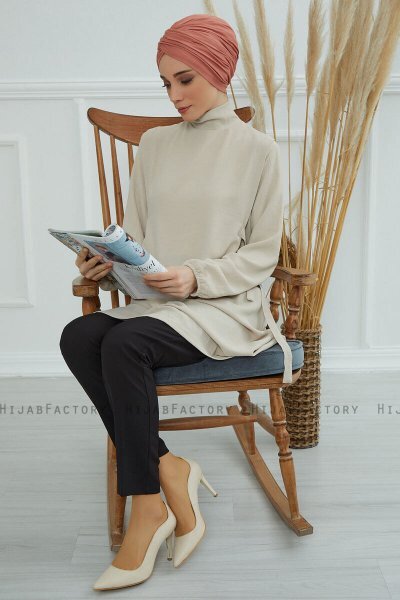 Fiona - Turban En Coton Saumon
