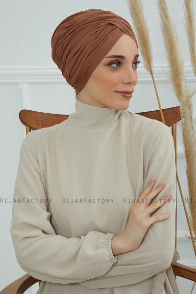 Fiona - Turban En Coton Caramel