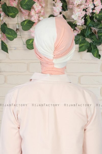 Fiona - Turban En Coton Vieux Rose & Crème