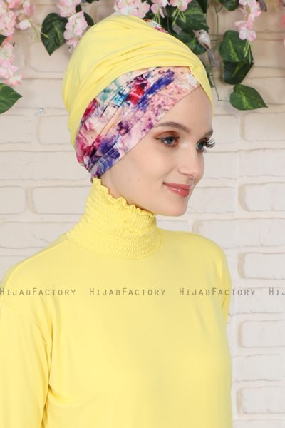 Fiona - Turban En Coton Yellow Paint