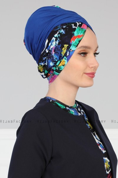 Fiona - Turban En Coton Bleu Galaxy