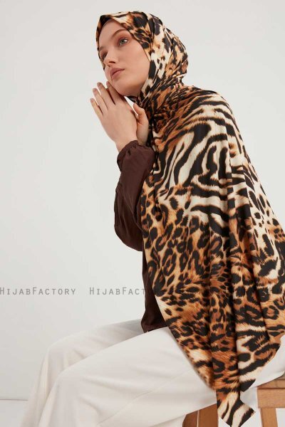 Ayten - Hijab À motifs Marron