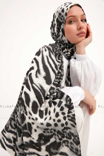 Ayten - Hijab À motifs Gris