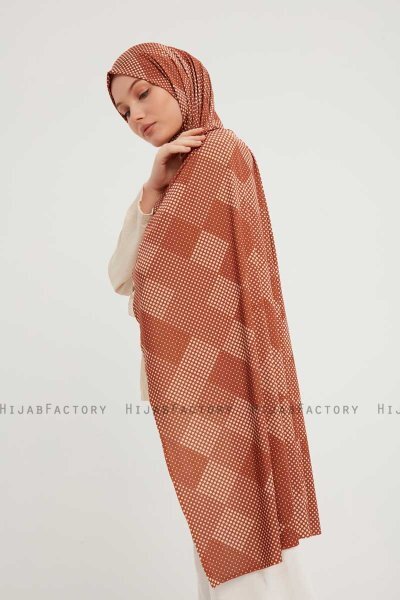 Nurgul - Hijab À motifs Marron