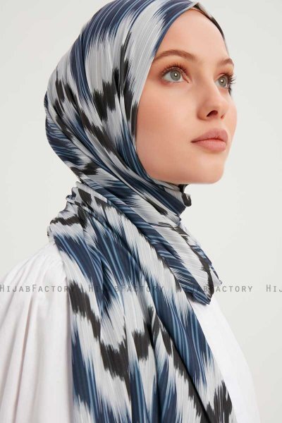 Tansu - Hijab À motifs Bleu Marin