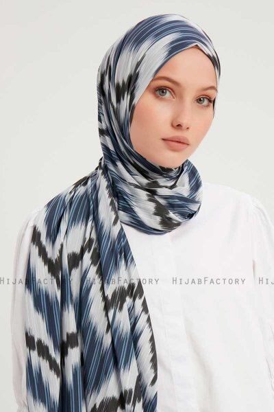 Tansu - Hijab À motifs Bleu Marin