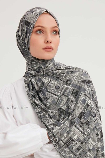 Gulya - Hijab À motifs Gris