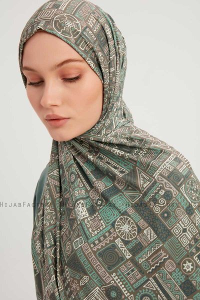 Gulya - Hijab À motifs Vert Foncé