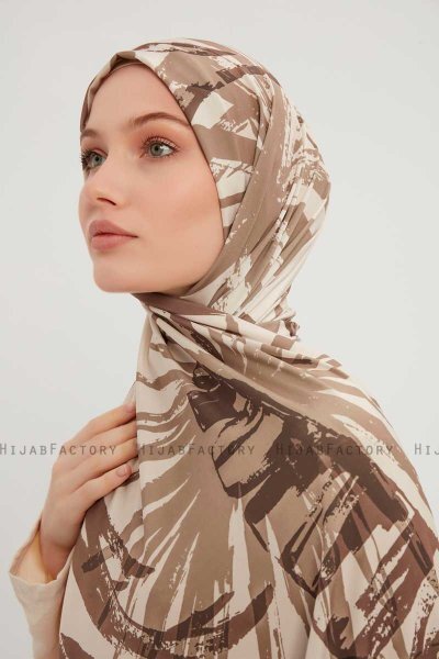 Ezmeray - Hijab À motifs Taupe