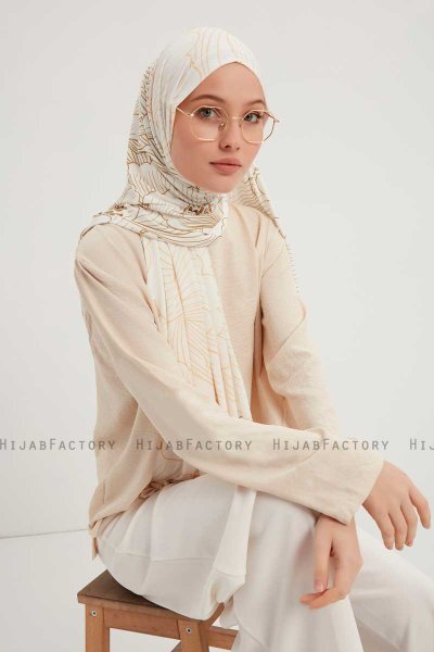 Fadime - Hijab À motifs Pearl White