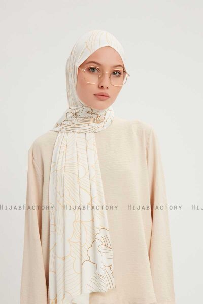 Fadime - Hijab À motifs Pearl White