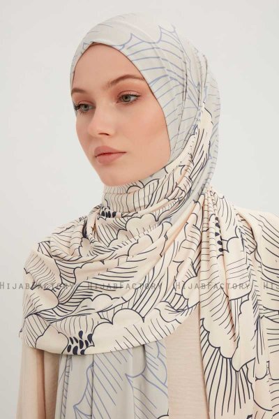Fadime - Hijab À motifs Bleu