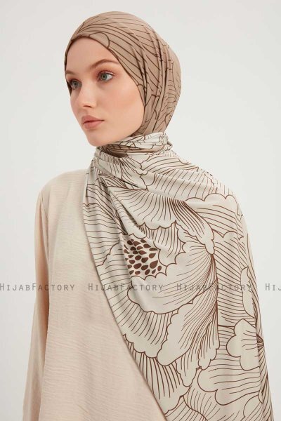 Fadime - Hijab À motifs Marron Clair