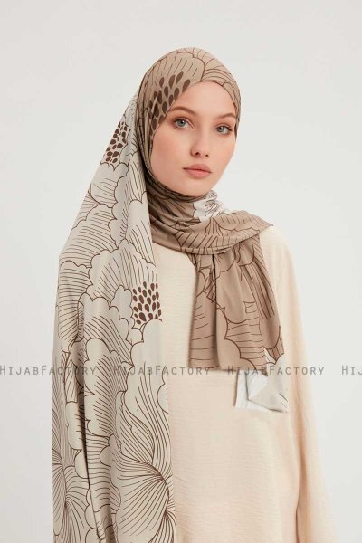Fadime - Hijab À motifs Marron Clair