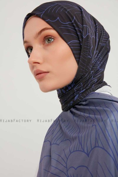 Fadime - Hijab À motifs Bleu Marin