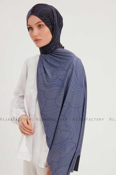 Fadime - Hijab À motifs Bleu Marin