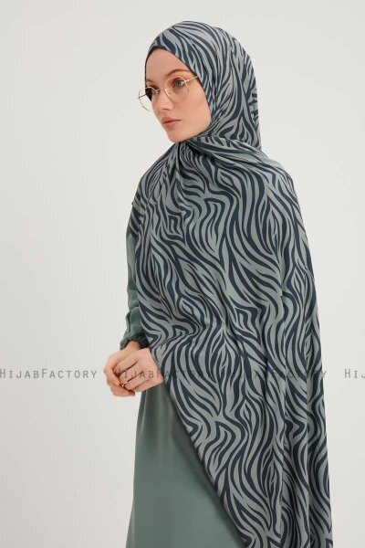Hafiz - Hijab À motifs Bleu Marin