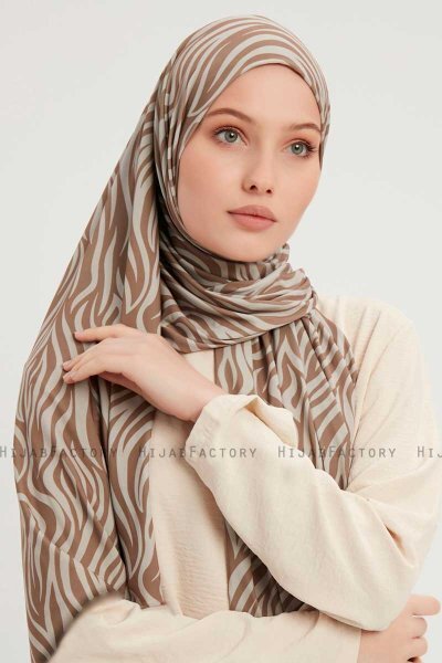 Hafiz - Hijab À motifs Marron Clair