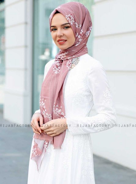 Abira - Hijab à Motifs Rose Foncé - Sal Evi
