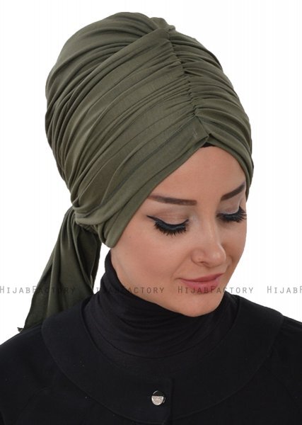 Amy - Turban En Coton Kaki - Ayse Turban