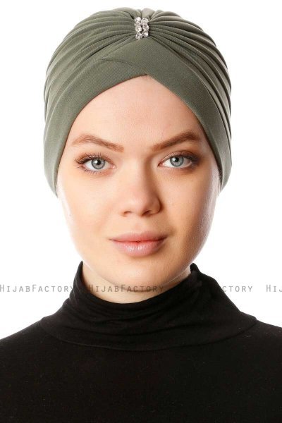 Arwa - Turban Crepe Chiffon Kaki - Sehr-i Sal