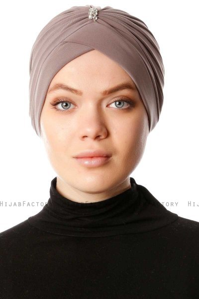 Arwa - Turban Crepe Chiffon Taupe - Sehr-i Sal
