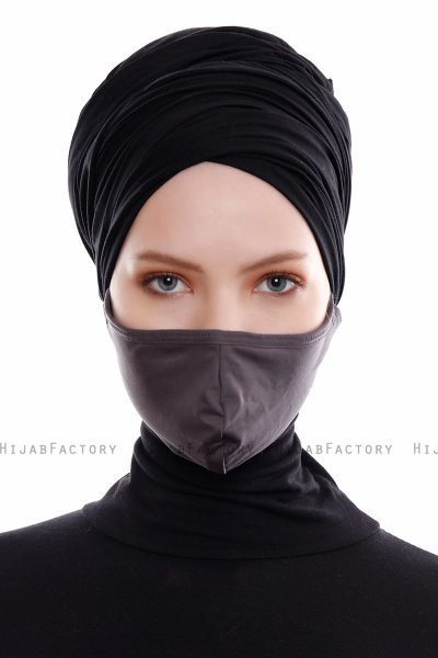 Asli - Hijab Sport Masque Facial Anthracite / Couverture Faciale