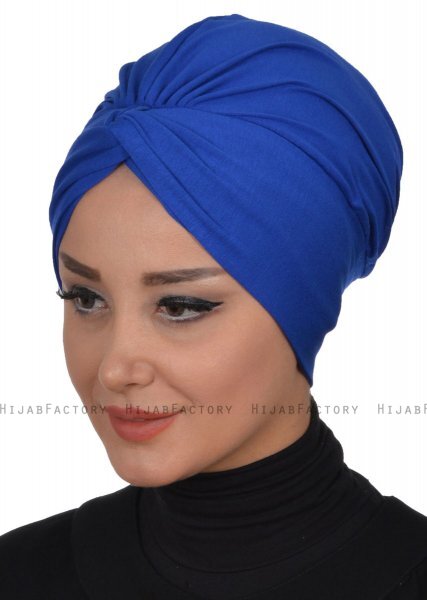 Astrid - Turban En Coton Bleu - Ayse Turban