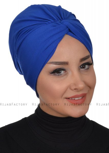 Astrid - Turban En Coton Bleu - Ayse Turban