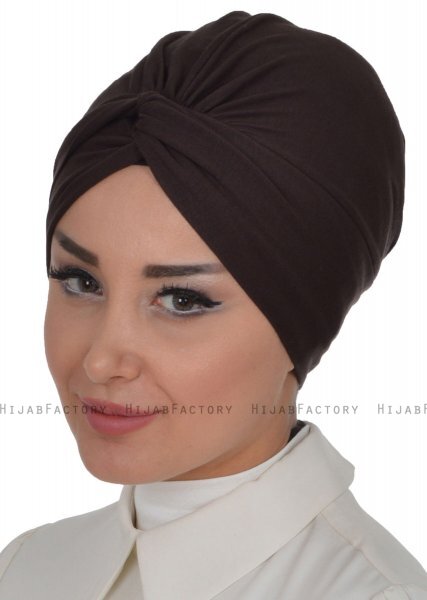Astrid - Turban En Coton Marron - Ayse Turban