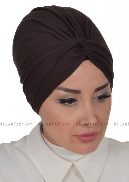 Astrid - Turban En Coton Marron - Ayse Turban