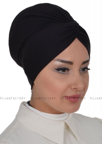 Astrid - Turban En Coton Noir - Ayse Turban