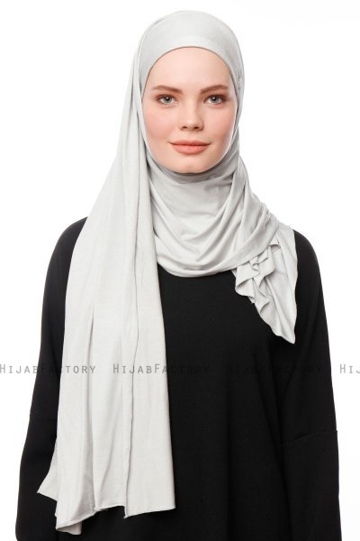 Asya - Hijab Pratique Viscose Gris Clair