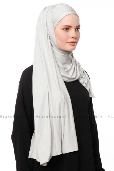 Asya - Hijab Pratique Viscose Gris Clair