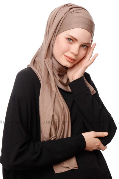 Asya - Hijab Pratique Viscose Taupe Foncé