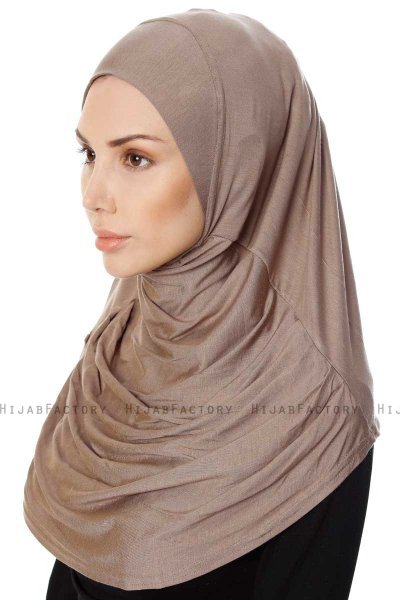 Ava - Hijab Al Amira Taupe Foncé One-Piece - Ecardin