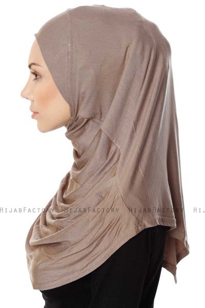 Ava - Hijab Al Amira Taupe Foncé One-Piece - Ecardin