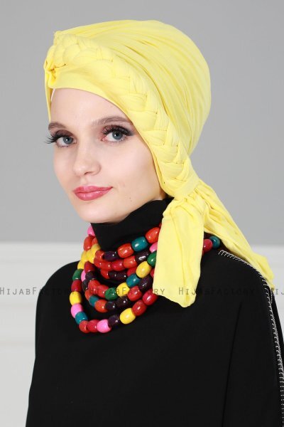 Theresa - Turban En Coton Jaune - Ayse Turban