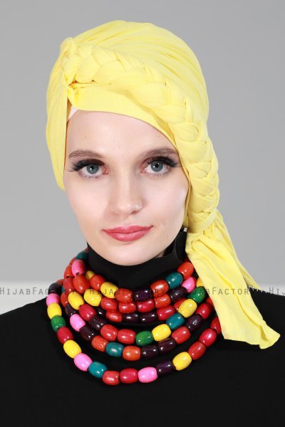 Theresa - Turban En Coton Jaune - Ayse Turban