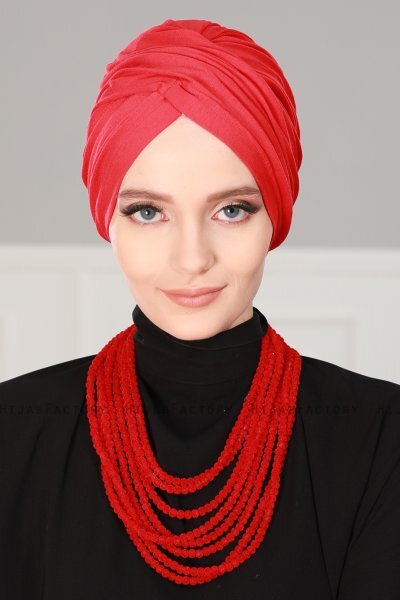 Fiona - Turban En Coton Rouge - Ayse Turban