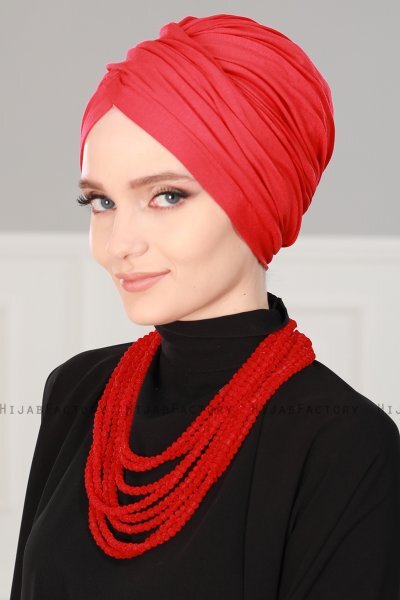 Fiona - Turban En Coton Rouge - Ayse Turban