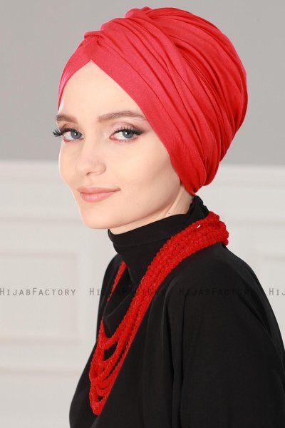 Fiona - Turban En Coton Rouge - Ayse Turban