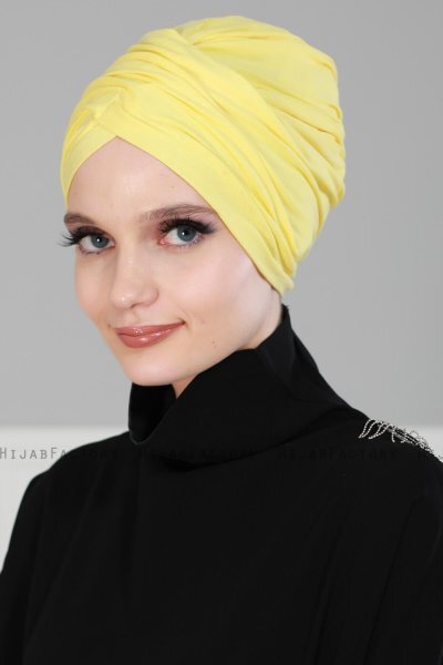 Fiona - Turban En Coton Jaune - Ayse Turban
