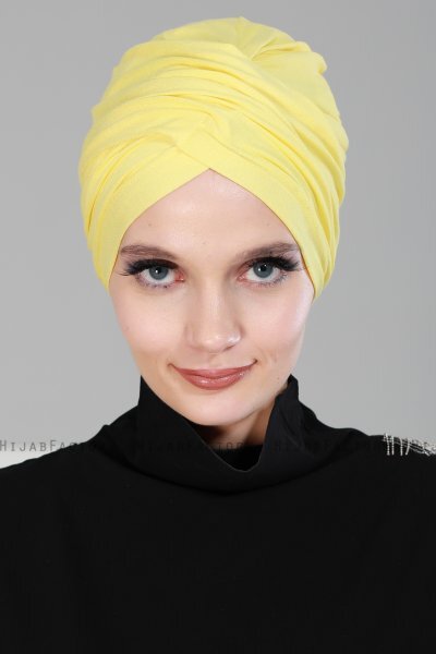 Fiona - Turban En Coton Jaune - Ayse Turban