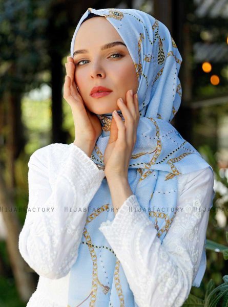 Bahr - Hijab à Motifs Bleu - Sal Evi